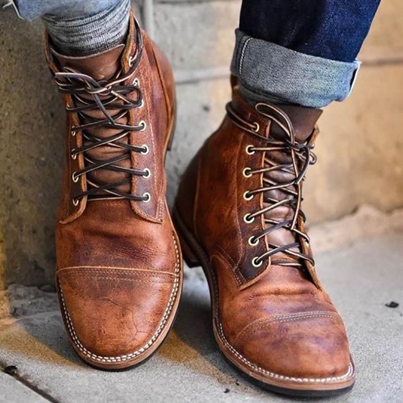 High-Cut Lace-up Vintage Military Boot 