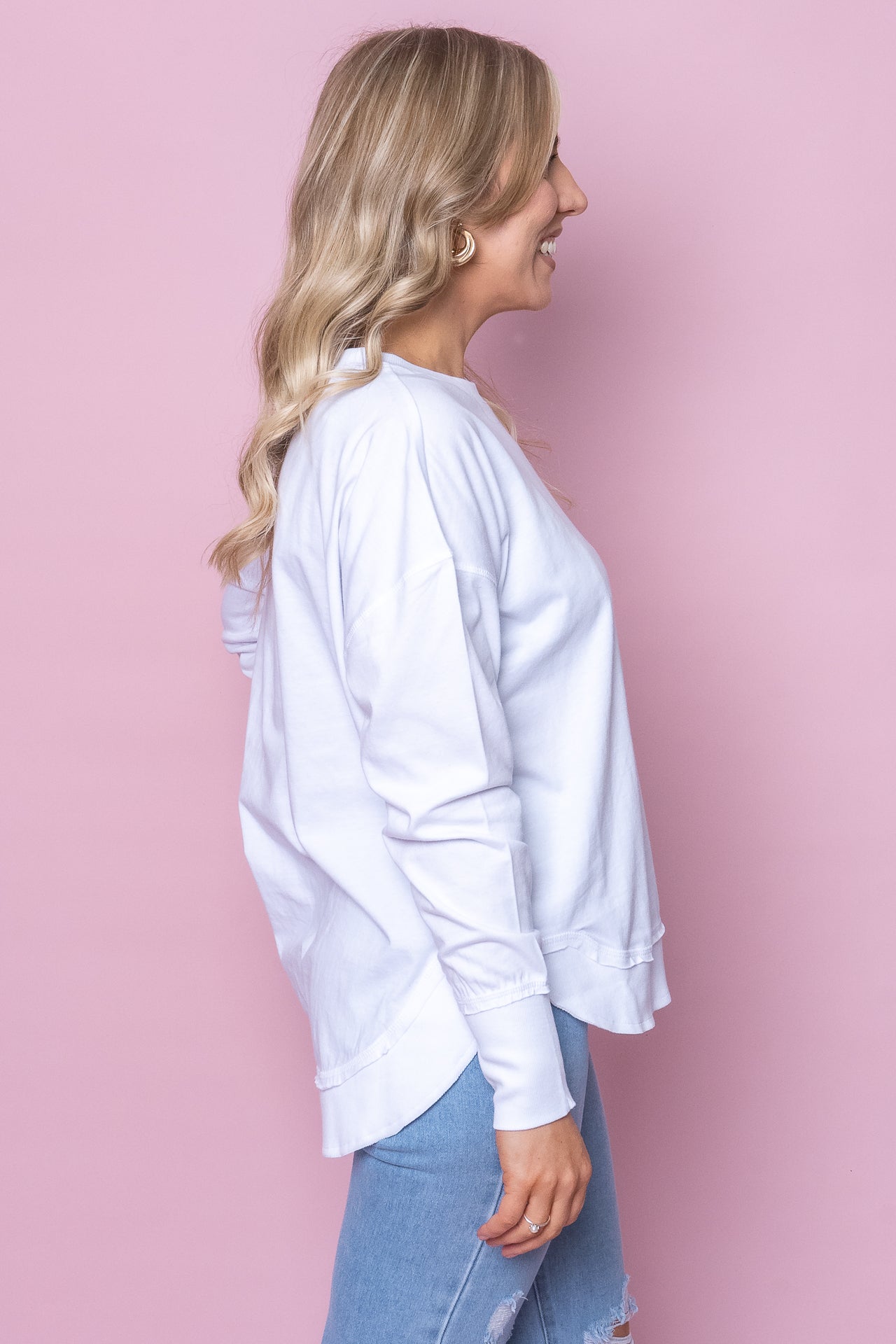 Farrah Long Sleeve Top in White - Foxwood