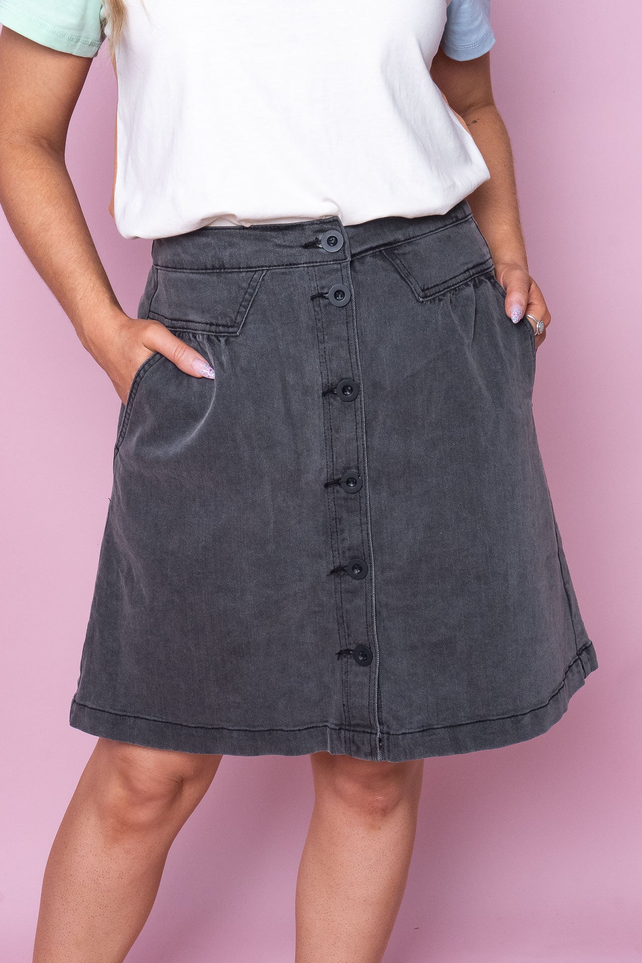 Amanda Skirt in Washed Black - Foxwood