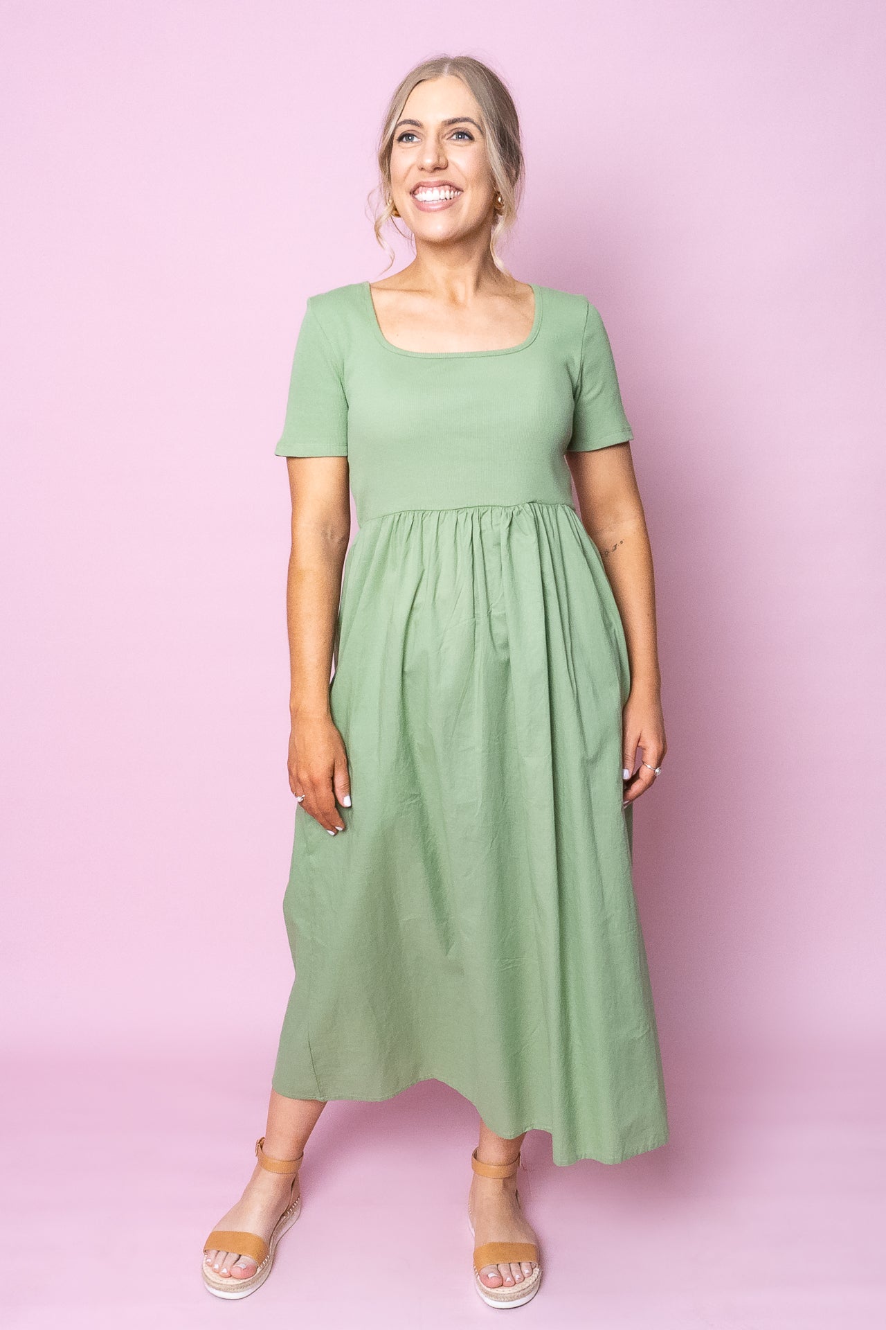 Ella Dress in Moss Green - Foxwood