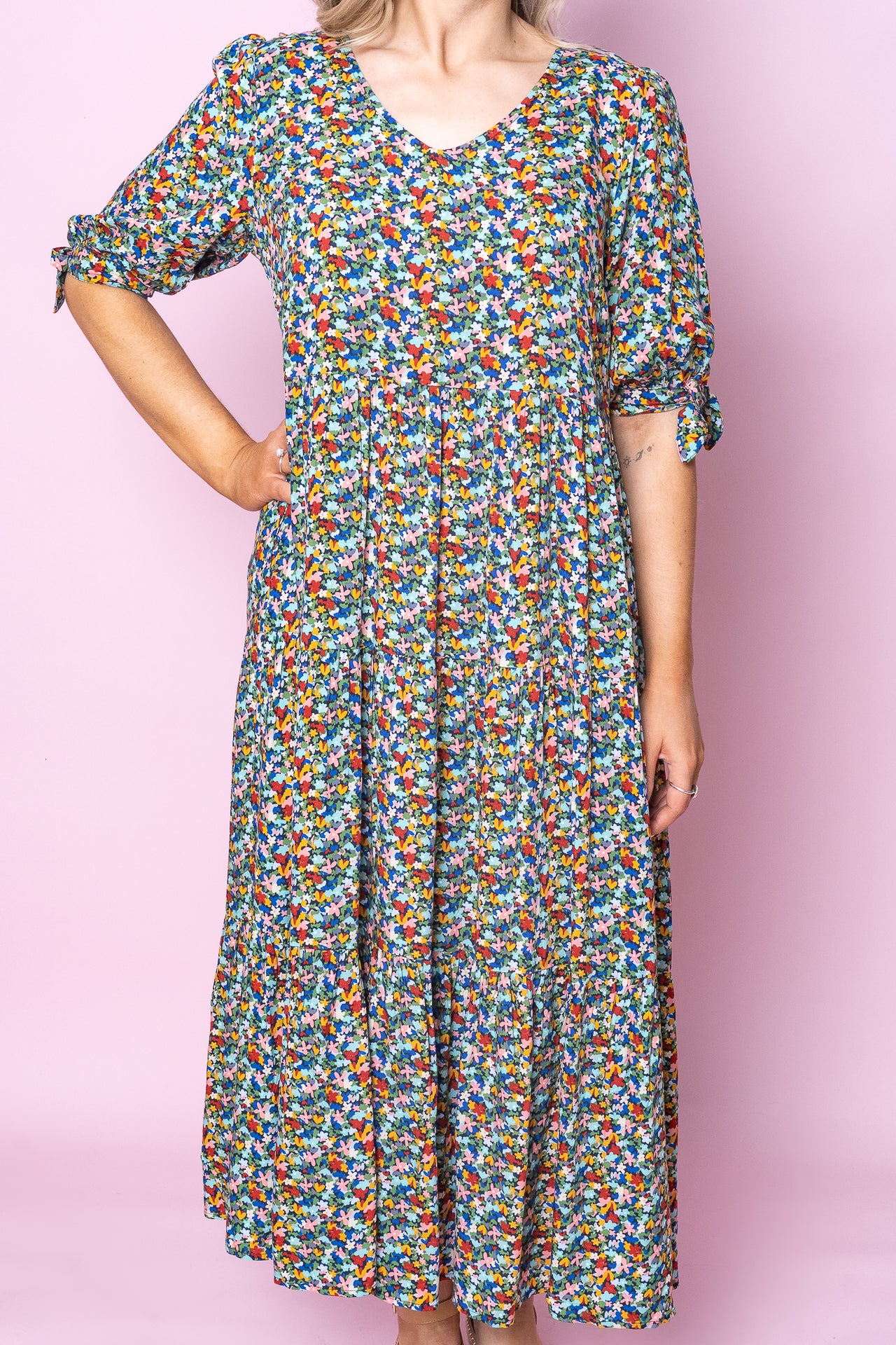 Faith Dress in Navy Multi