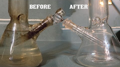 Dirty bong before and after