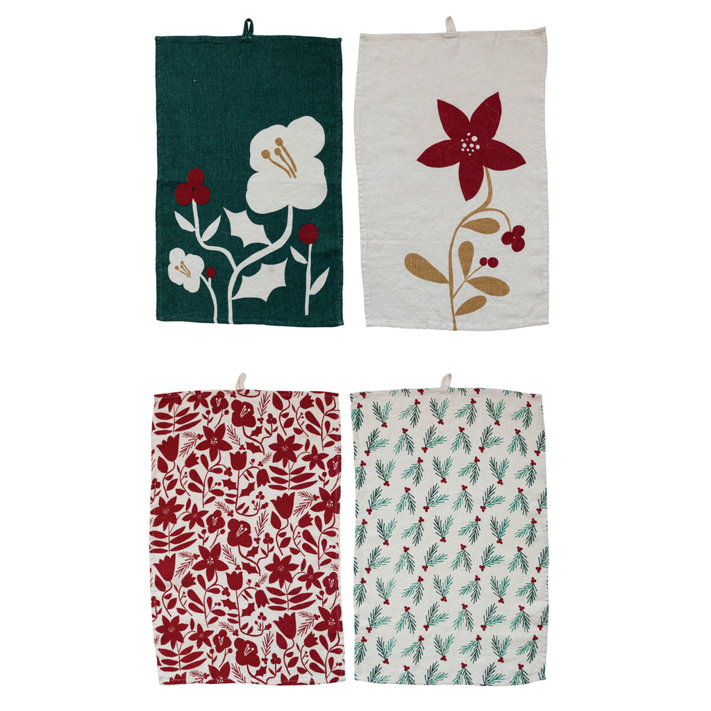 Creative Co-op - Floral & Waffle Weave Tea Towel Set – Kitchen