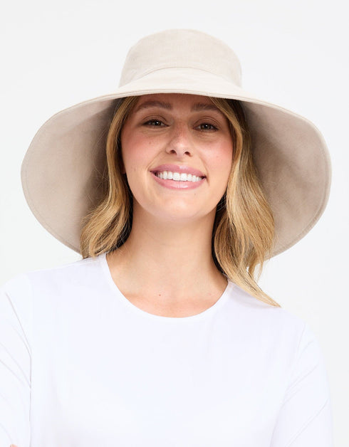 Wide Brim Hat, Women's UV Protection Sun Hat UPF50+ | Solbari VANILLA / BEIGE