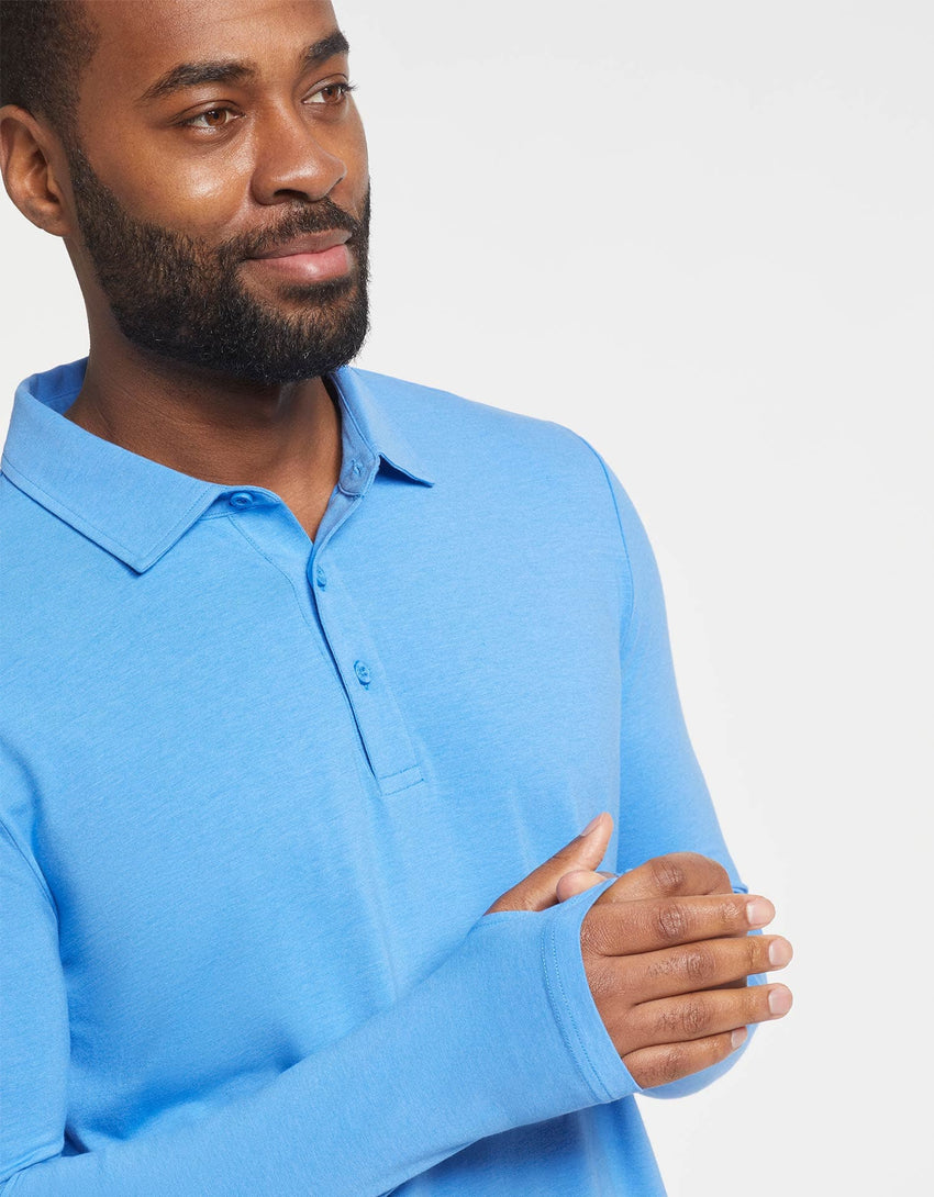 blue long sleeve polo mens