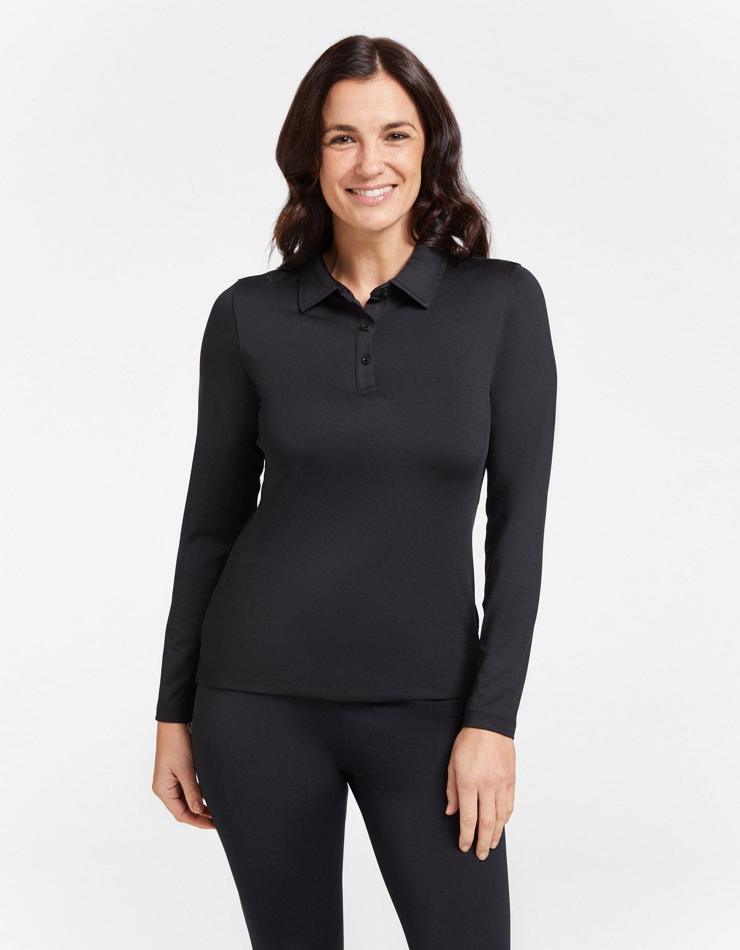 black long sleeve polo shirt womens