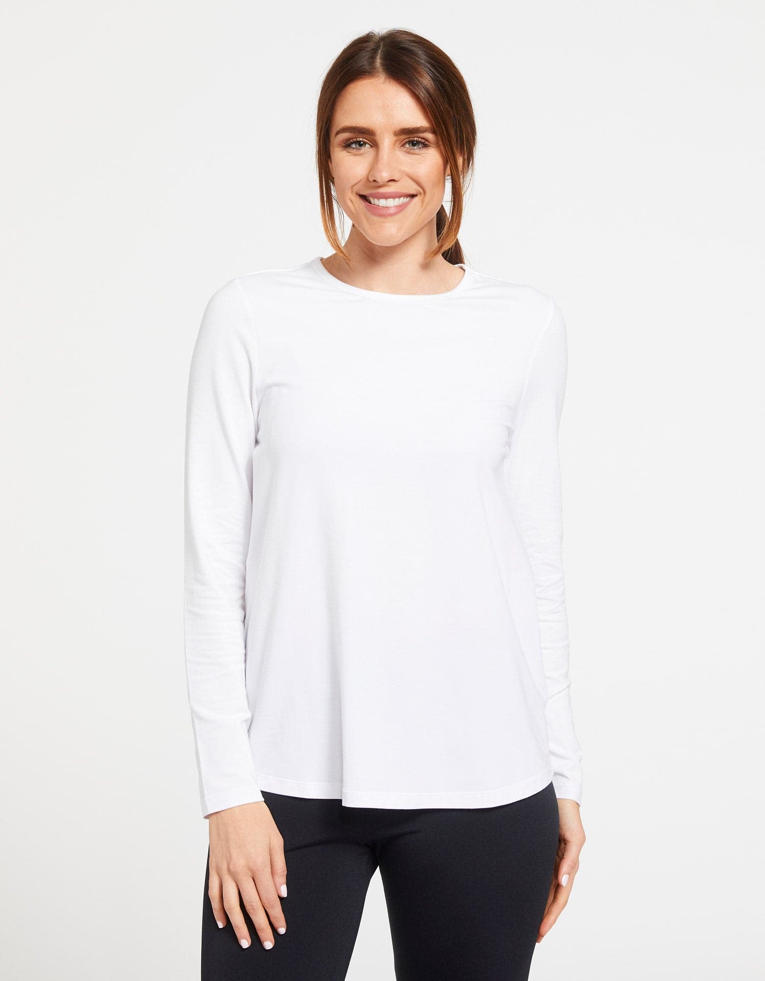 plain white long sleeve shirt womens