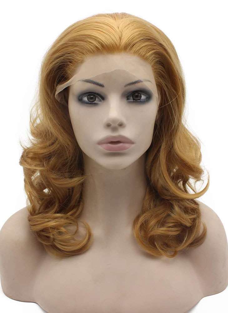 shoulder length wavy blonde wig