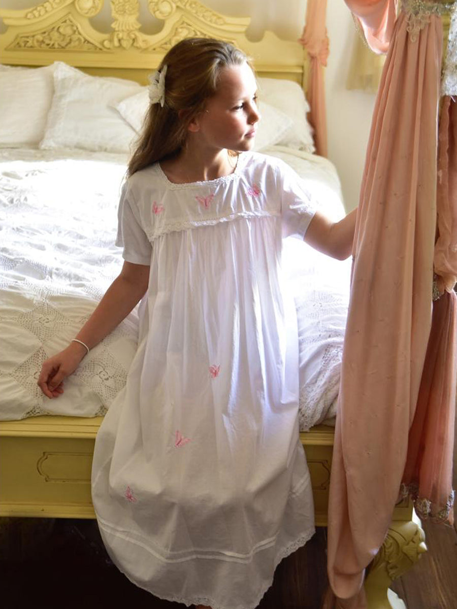 White Cotton Girls Nightdress – Classic Cotton