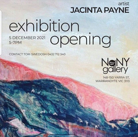 Jacinta Payne Abstract Artist, Art Exhibition at Now & Not Yet Cafe Warrandyte, Melbourne Australia