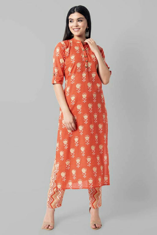 Buy online M2r Printed Cotton Blend Mandarin Collar Neck Kurti For Women  from Kurta Kurtis for Women by M2r Apparel for ₹909 at 55% off