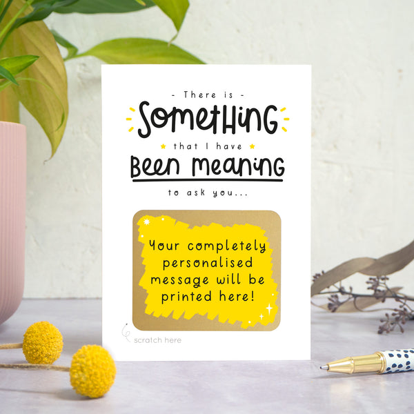 A scratch and reveal card that can be completely personalised with your text. The text on the card is in black whilst the scratch panel is bright yellow.