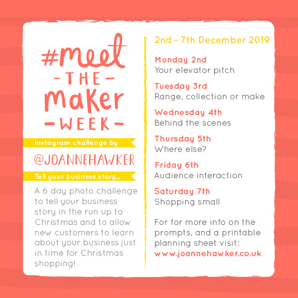 #MeetTheMakerWeek official prompt list for the 2019 winter edition of the challenge.