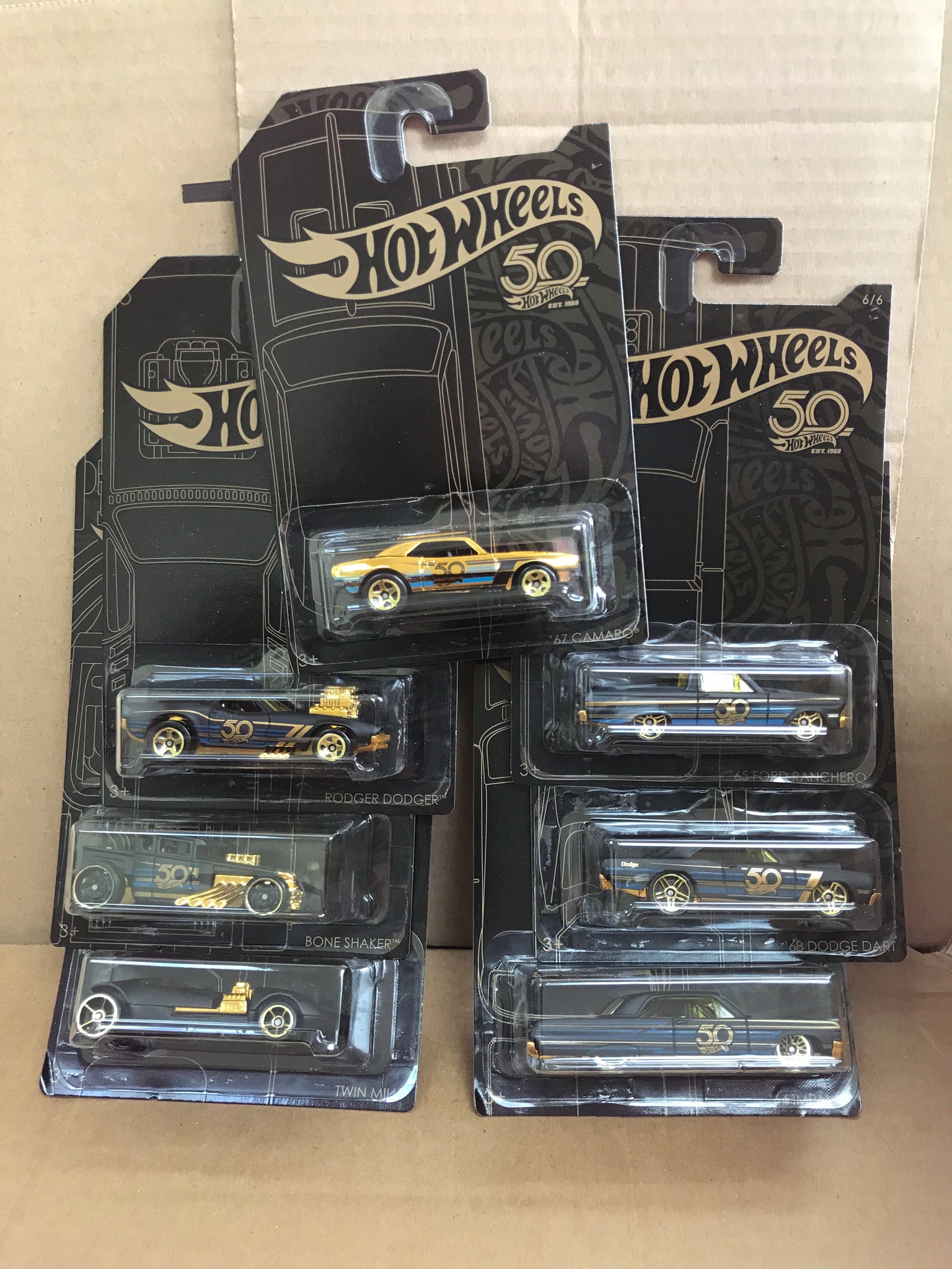 hot wheels 50th anniversary black and gold set