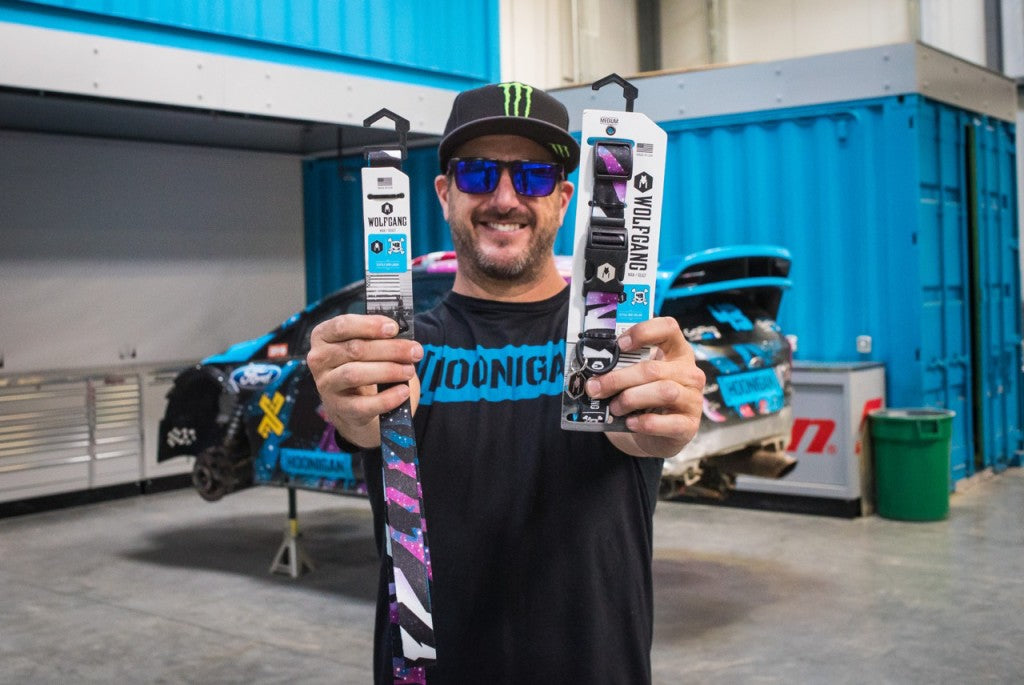Ken Block with his KB43 leash & collar from Wolfgang.