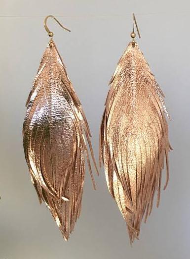 Double Leather Feather Earrings – King George Shop
