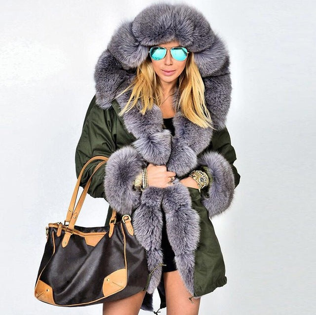 women's jacket with real fur hood