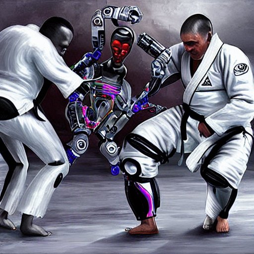 BJJ Practitioners as a cyborg robot in fantasy art