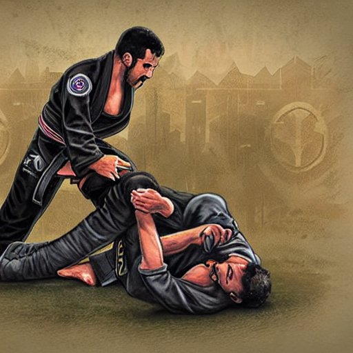 BJJ Practitioners practicing in fantasy art