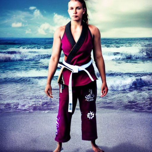 art of a BJJ lady wearing a purple and maroon red Jiu-Jitsu (Blog from Submission Shark)