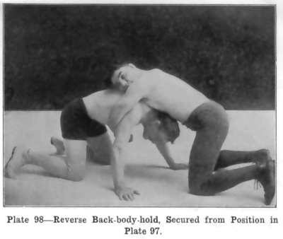 Reverse Back-body-hold as illustrated the scan of Plate 98 in Lessons in Wrestling & Physical Culture.