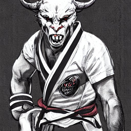 Devil wearing bjj gi (fantasy concept art)