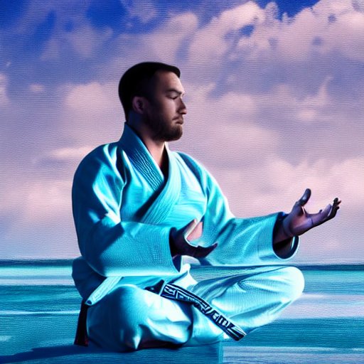 BJJ Practitioner Meditating In a gi