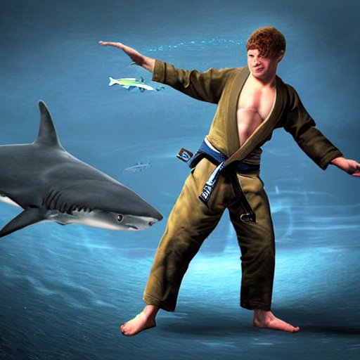 bjj practitioner with a shark in fantasy concept art