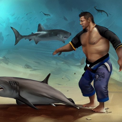 bjj practitioner with a shark in fantasy concept art