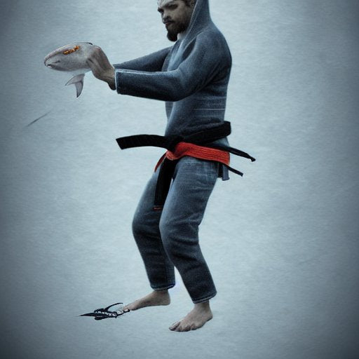 bjj practitioner with a shark in fantasy concept art