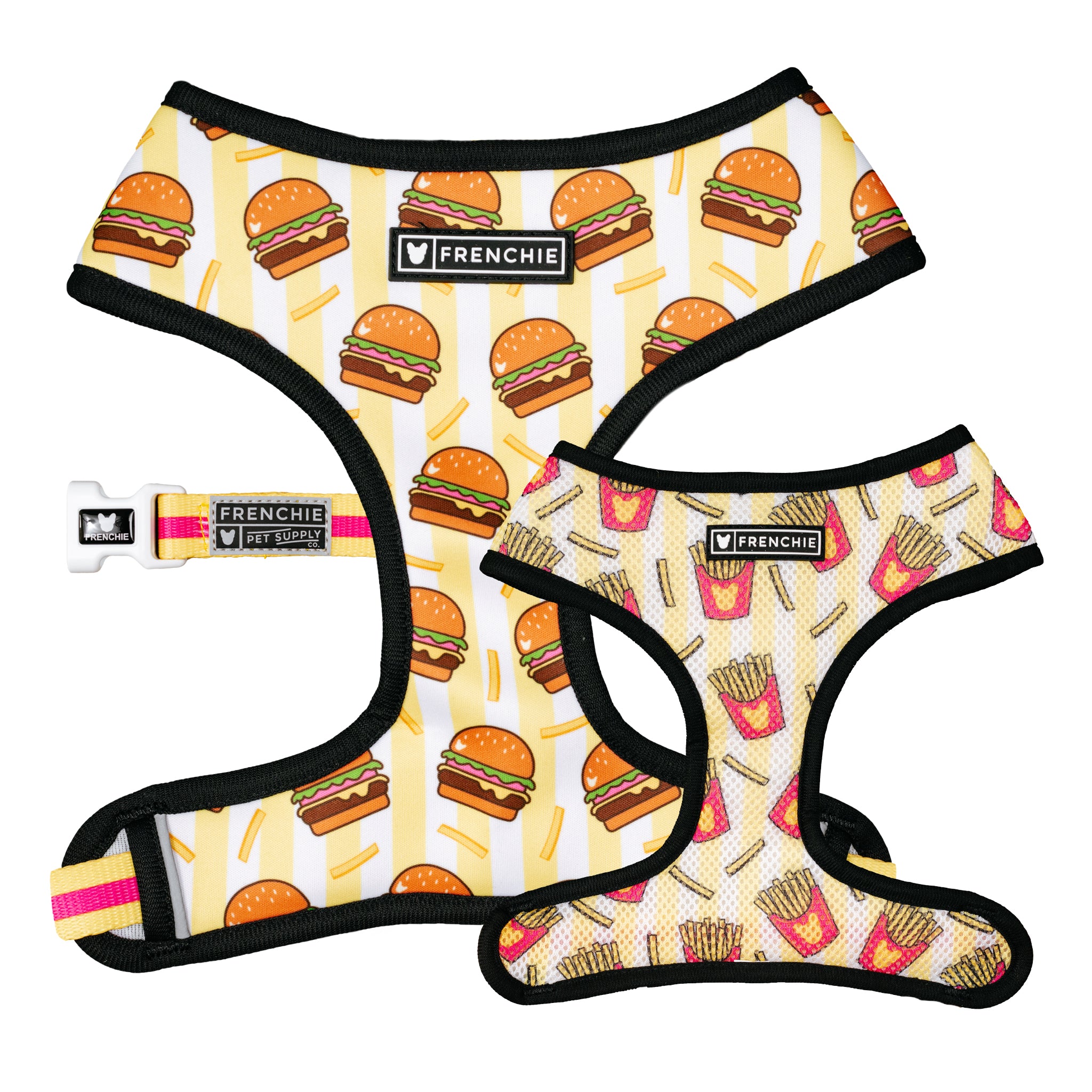 Frenchie Duo Reversible Harness - Burger N Fries - Frenchie Bulldog product image