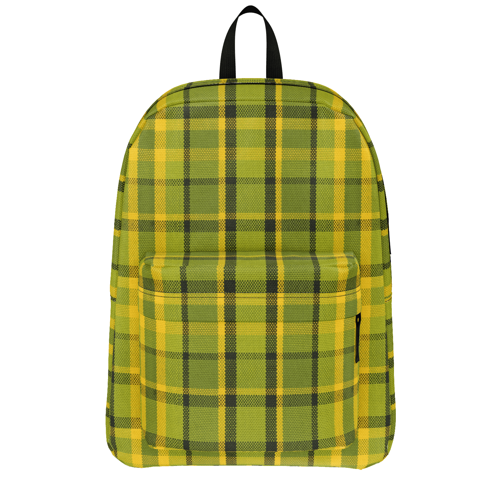 green plaid backpack