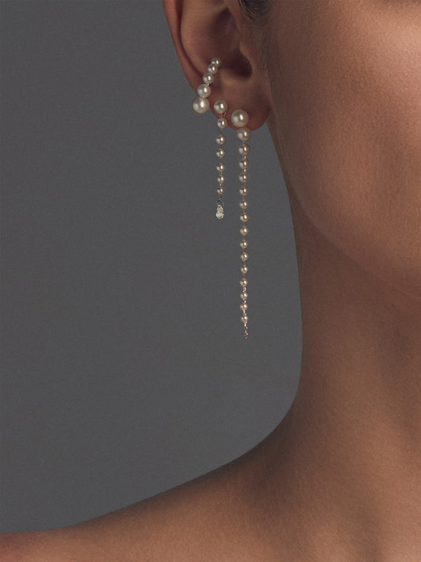 Sea of Beauty Collection. Small Diamond and Offset Pearl Ear Cuff