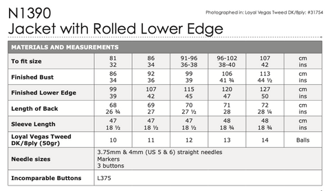 N1390 Knitting Pattern