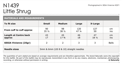 N1439 Knitting Pattern