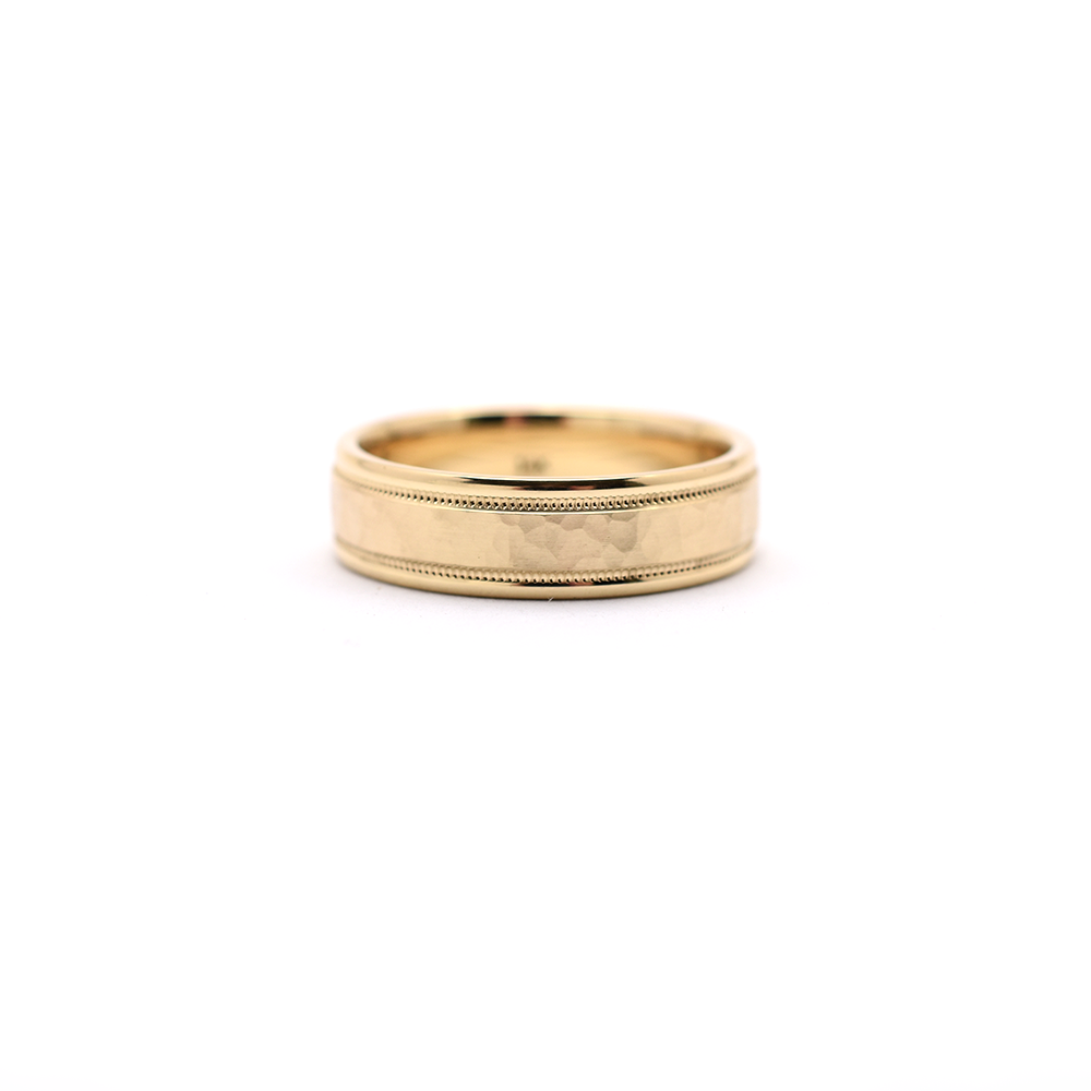 14k Hammer Finish Men's Wedding Band – Diamond For Love