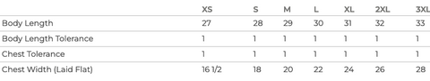 Sizing specs for Pink Cake Pan Dulce Graphic Tee