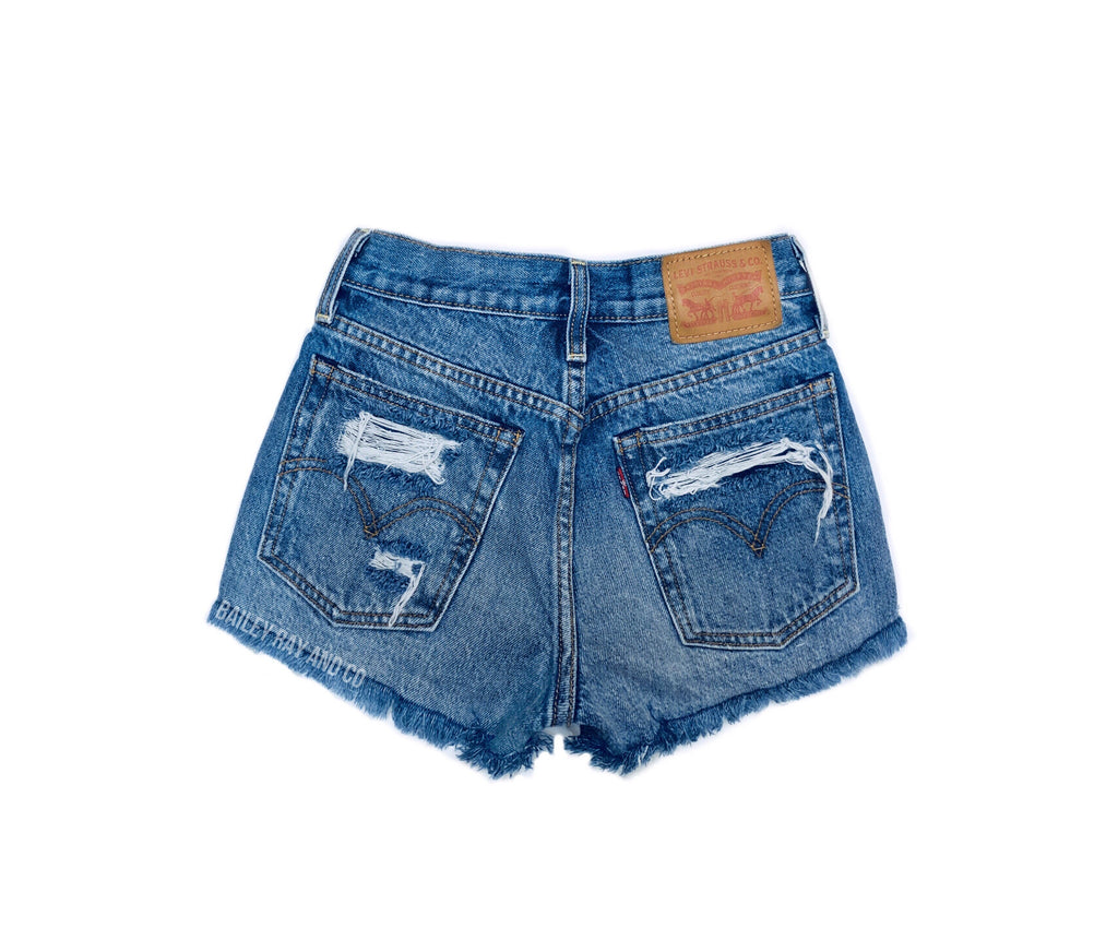 Levi's High Loose Womens Denim Vintage Summer Shorts Size 3XS - 4 UK Blue