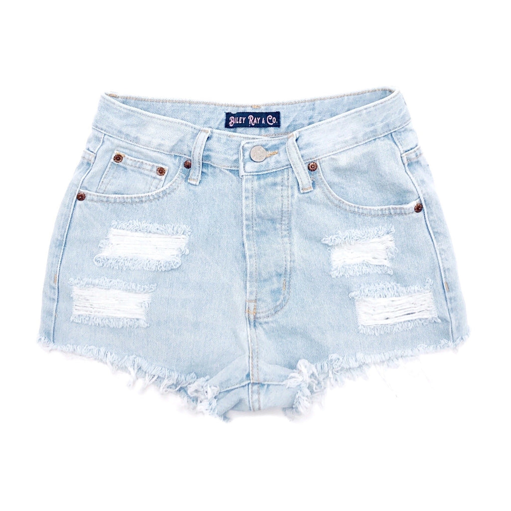 Bailey Ray and Co - Distressed Black High Waisted Denim Shorts - The Wesley