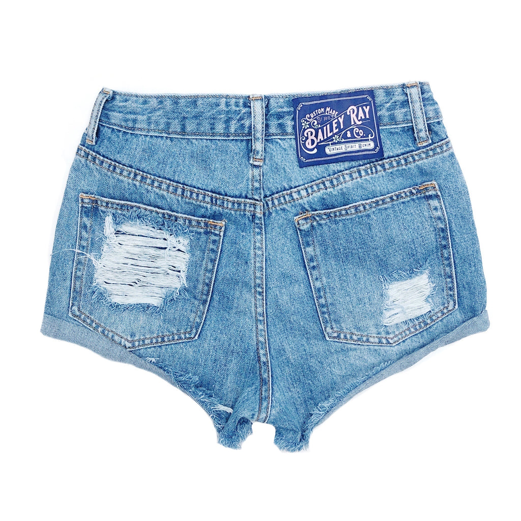 jean shorts with patches