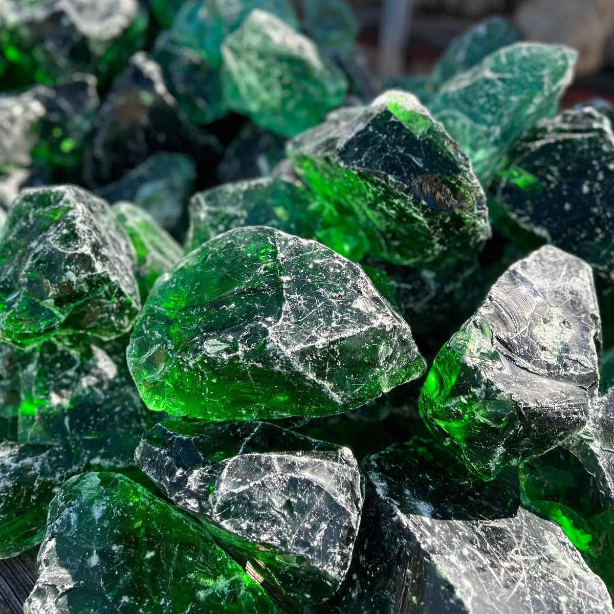 Large Slag Glass Chunks Cullet Glass Sold In Bulk Green
