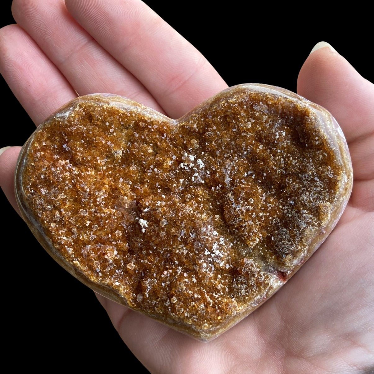 Citrine Druzy Heart Crystal-Citrine Cluster Heart Shaped Druzy Geode