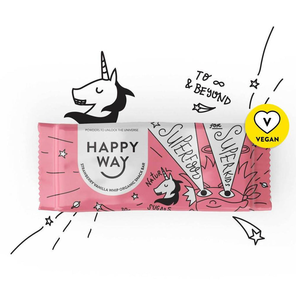 Happy Way Kid's Snack Bar Strawberry Vanilla 18x 30g - GoodnessMe