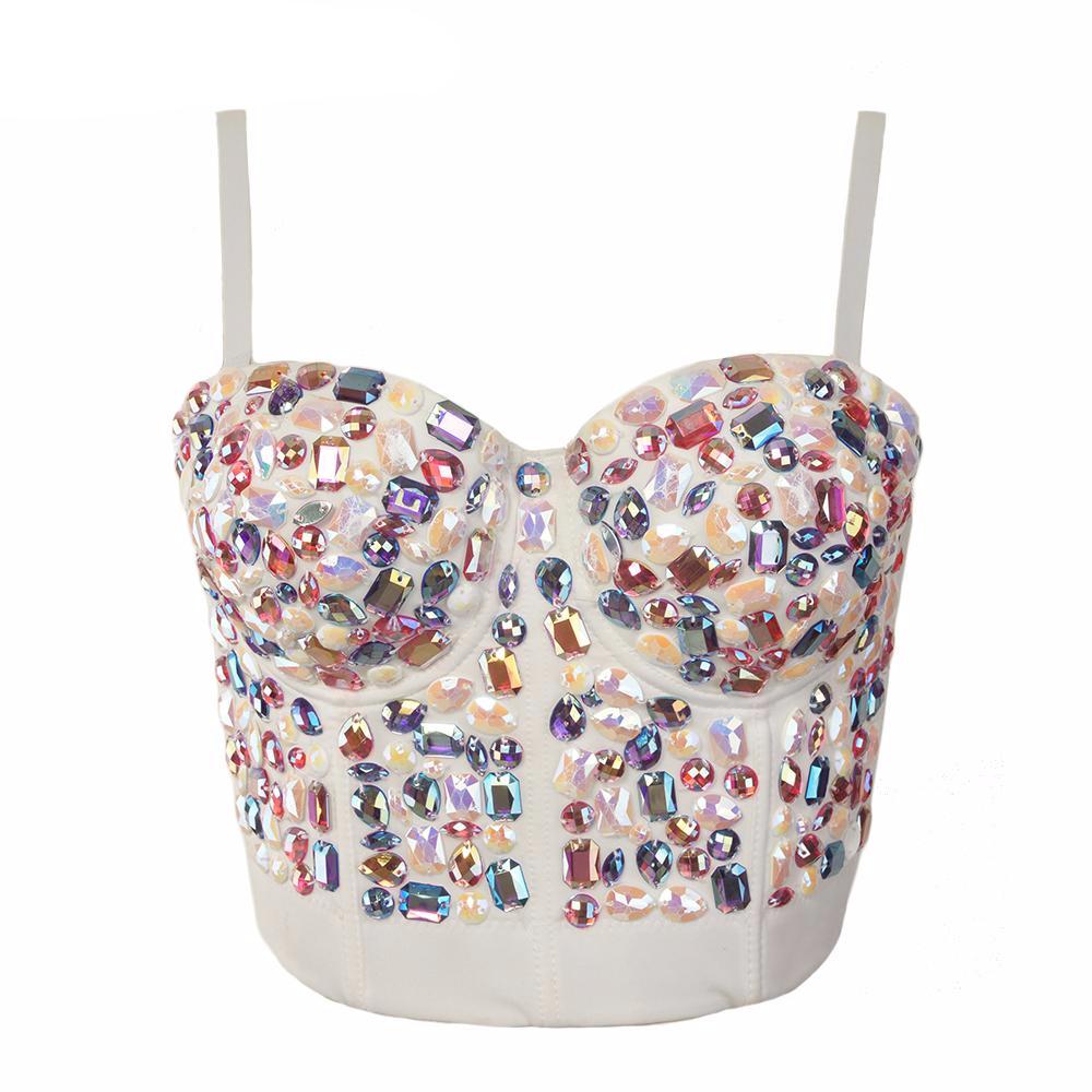 Rhinestone Bead Pearls Bustier Bralette – SHE'SMODA