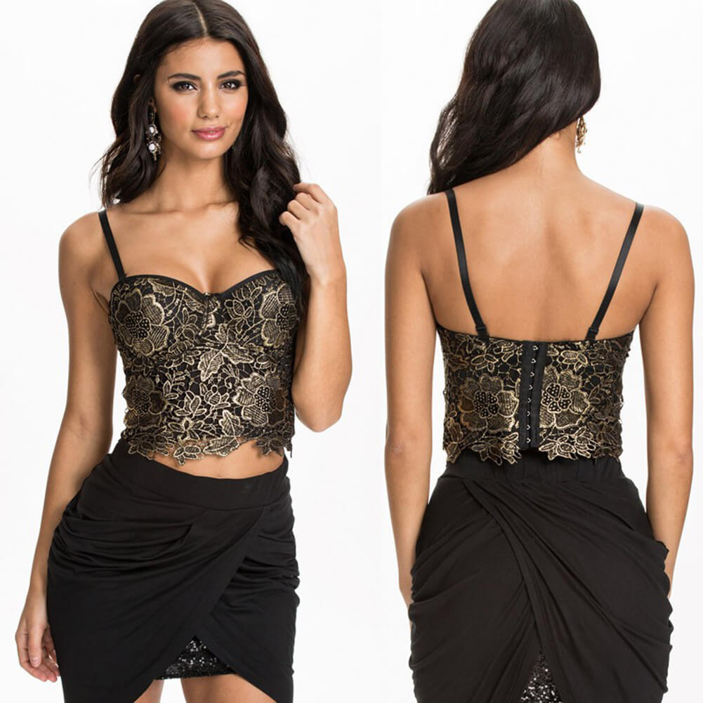 Gold Embroidery Bustier Corset CroP Top – SHE'SMODA