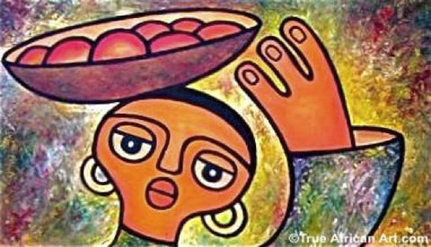 Close up of Elisha Ongere's African painting