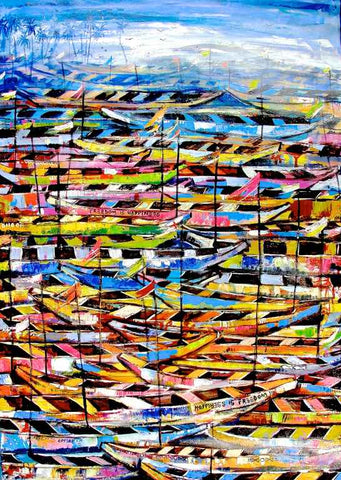 Boats Abound | Ghanaian Artist Appiah Ntiaw | True African Art .com