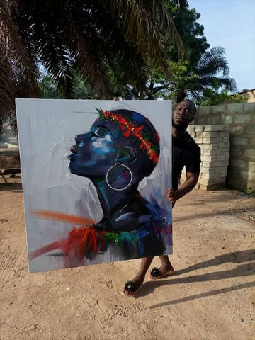 African Artist from Ghana, C-Kle paints Bob Marley.