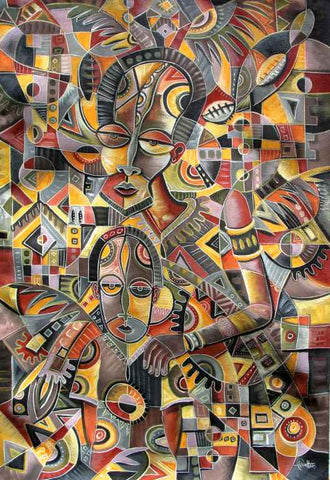 Close up of Father and Son by Cameroon Artist, Angu Walters