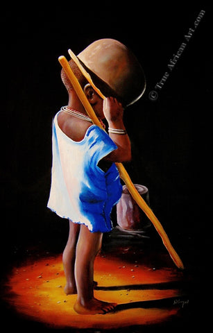 Painting from Africa, "Last of the Stew" Wycliffe Chagwi